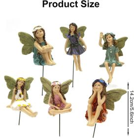 1pc Miniature Fairy Plug-In Statue, Garden Elf With Wings Crafts Little Girls Figures Ornament, For Home Room Decor Patio Garden Accessories