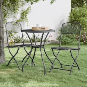 Folding Patio Chairs 2 pcs Expanded Metal Mesh Anthracite