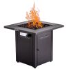 28in Propane Fire Pits Table, 50000 BTU Gas Square Outdoor Dinning Firepit Fireplace Dinning Tables with Lid, Lava Stone, ETL Certification, for Outsi