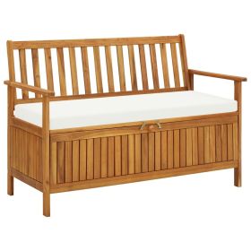 Patio Storage Bench Solid Acacia Wood 47.2"x24.8"x33.1"