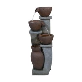 32.8" H 4-Tier Modern Outdoor Water Fountain - LED Lighted Indoor Outdoor Garden Fountains and Waterfalls for Garden, Patio, Backyard, Deck, Porch and