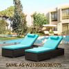 Outdoor PE Wicker Chaise Lounge - 2 Piece patio lounge chair; chase longue; lazy boy recliner;outdoor lounge chairs set of 2;beach chairs; recliner ch