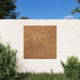 Patio Wall Decoration 21.7"x21.7" Corten Steel Sun Design