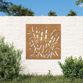 Patio Wall Decoration 21.7"x21.7" Corten Steel Grass Design