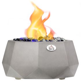 Concrete Tabletop Fireplace, 9" Portable Alcohol Fireplace with Lid for Indoor and Outdoor, 0.1 Gal Max 215 Sq. Ft., Burns up with Liquid Alcohol and