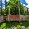 6.8FT Wooden Arch with Bench for 2 People, Garden Arbor Trellis for Climbing Plant, Outdoor Garden Lawn Backyard Patio Decor, Dark Brown