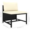 9 Piece Patio Lounge Set with Cushions Poly Rattan Black