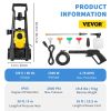 VEVOR Electric Pressure Washer; 2000 PSI; Max. 1.76 GPM Power Washer w/ 30 ft Hose; 5 Quick Connect Nozzles; Foam Cannon; Portable to Clean Patios; Ca