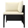 9 Piece Patio Lounge Set with Cushions Poly Rattan Black