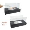 Rectangle Tabletop Bio Ethanol Fireplace Indoor Outdoor,Portable Table Top Fire Pit Fuel Bioethanol Burner Heater Black