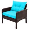 6-Piece Outdoor Patio PE Wicker Rattan Sofa Set Dining Table Set with Removable Cushions and Tempered Glass Tea Table for Backyard, Poolside, Deck, Br