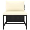 9 Piece Patio Lounge Set with Cushions Poly Rattan Black