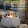 Concrete Tabletop Fireplace, 9" Portable Alcohol Fireplace with Lid for Indoor and Outdoor, 0.1 Gal Max 215 Sq. Ft., Burns up with Liquid Alcohol and