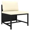 9 Piece Patio Lounge Set with Cushions Poly Rattan Black