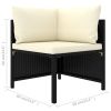 9 Piece Patio Lounge Set with Cushions Poly Rattan Black