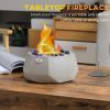 Concrete Tabletop Fireplace, 9" Portable Alcohol Fireplace with Lid for Indoor and Outdoor, 0.1 Gal Max 215 Sq. Ft., Burns up with Liquid Alcohol and