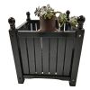 Wood Outdoor Square Wooden Flower and Herb Pot for Garden;  Porch and Patio - Outside Plant and Vegetable Container ; Planter ; Black