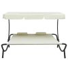 Patio Lounge Bed with Canopy and Pillows Cream White