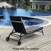 2PCS Set Outdoor Lounge Chair Cushion Replacement Patio Funiture Seat Cushion Chaise Lounge Cushion-BLACK-WHITE