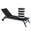 2PCS Set Outdoor Lounge Chair Cushion Replacement Patio Funiture Seat Cushion Chaise Lounge Cushion-BLACK-WHITE