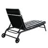 2PCS Set Outdoor Lounge Chair Cushion Replacement Patio Funiture Seat Cushion Chaise Lounge Cushion-BLACK-WHITE