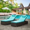 Outdoor PE Wicker Chaise Lounge - 2 Piece patio lounge chair; chase longue; lazy boy recliner;outdoor lounge chairs set of 2;beach chairs; recliner ch