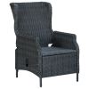 Reclining Patio Chair with Cushions Poly Rattan Dark Gray