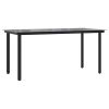 Patio Dining Table Black 63"x31.5"x29.1" Steel and Tempered Glass