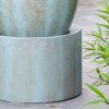 19.5x19.5x32.5" Heavy Outdoor Cement Fountain Antique Blue, Cute Unique Urn Design Water feature For Home Garden, Lawn, Deck & Patio