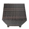 Outdoor PE Wicker Side Table with Storage, Small Patio Storage Bin Container for Hose Cushion Towel, Brown