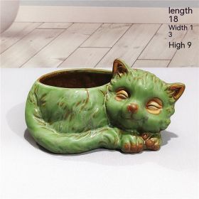 Creative Cute Cartoon Cat Ceramic Succulent Flower Pot Simple Animal Succulent Small Flower Pot (Option: S-As Shown In The Picture)