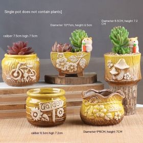 Succulent Bonsai Braised Purple Sand Simple Small Flower Pot (Option: 5 2201 Golden Pots-Ceramic Medium)