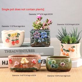 Succulent Bonsai Braised Purple Sand Simple Small Flower Pot (Option: 036 5 Flowerpots-Ceramic Medium)