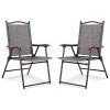 Set of 2 Patio Folding Sling Back Camping Deck Chairs