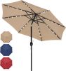 9' Solar Umbrella 32 LED Lighted Patio Umbrella Table Market Umbrella with Push Button Tilt/Crank Outdoor Umbrella for Garden, Deck, Backyard and Pool