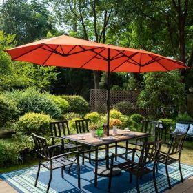 13 ft Large Patio Umbrella Double Sided Outdoor Market Umbrella Beige (Actual Color: Red)