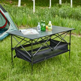 1-piece Folding Outdoor Table with Carrying Bag,Lightweight Aluminum Roll-up Rectangular Table for indoor, Outdoor Camping, Picnics,Beach,Backyard, BB (Color: as Pic)