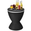 Patio 8 Gallon Patio Rattan Cooler Bar Table With Adjust Ice Bucket