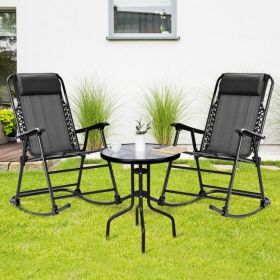 Outdoor Patio Headrest Folding Zero Gravity Rocking Chair (Color: Gray)