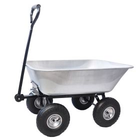 Folding car Poly Garden dump truck with steel frame, 10 inches. Pneumatic tire (Color: Silver)