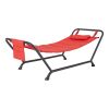 Polyester Hammock with Stand and Pillow, Brown 90.55"L x 38"W x 32"H