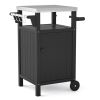 Outdoor Grilling Table with Storage,Stainless Steel Countertop Kitchen Island Cart with Storage Cabinet,Outdoor Grill Table for BBQ,Patio Cabinet with