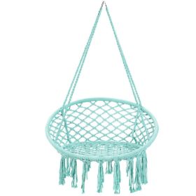 Hanging Macrame Hammock Chair with Handwoven Cotton Backrest (Color: Turquoise)