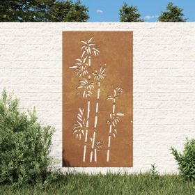 Patio Wall Decoration 41.3"x21.7" Corten Steel Bamboo Design (SKU: 824484)