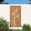 Patio Wall Decoration 41.3"x21.7" Corten Steel Bamboo Design