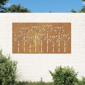 Patio Wall Decoration 41.3"x21.7" Corten Steel Flower Design (SKU: 824499)