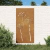 Patio Wall Decoration 41.3"x21.7" Corten Steel Flower Design