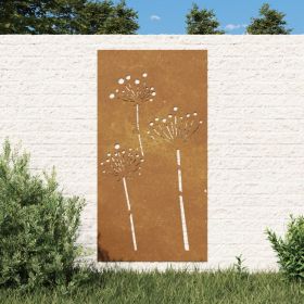 Patio Wall Decoration 41.3"x21.7" Corten Steel Flower Design (SKU: 824486)