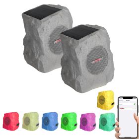 5 CORE Rock Garden Wireless Outdoor Speakers IPx6 Waterproof Weatherproof TWS Bluetooth 5.3 Speaker w Solar & USB Charging 7 LED Lights 6 Hr Playtime (size: GRDNSPK SP GRY 1PC)