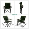 Oversized Rocking Camping Chair, Outdoor Luxury Padded Recliner, Folding Lawn Chair with Pocket, 300 LBS Heavy Duty for Picnic/Lounge/Patio, Portable